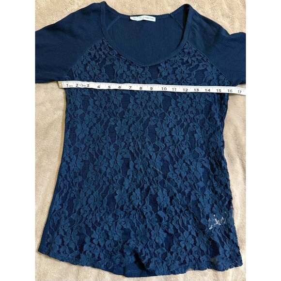 Maurices Size 2XL Navy Blue Lace Front Thermal Long Sleeve Tee plus sz women's - Picture 4 of 8